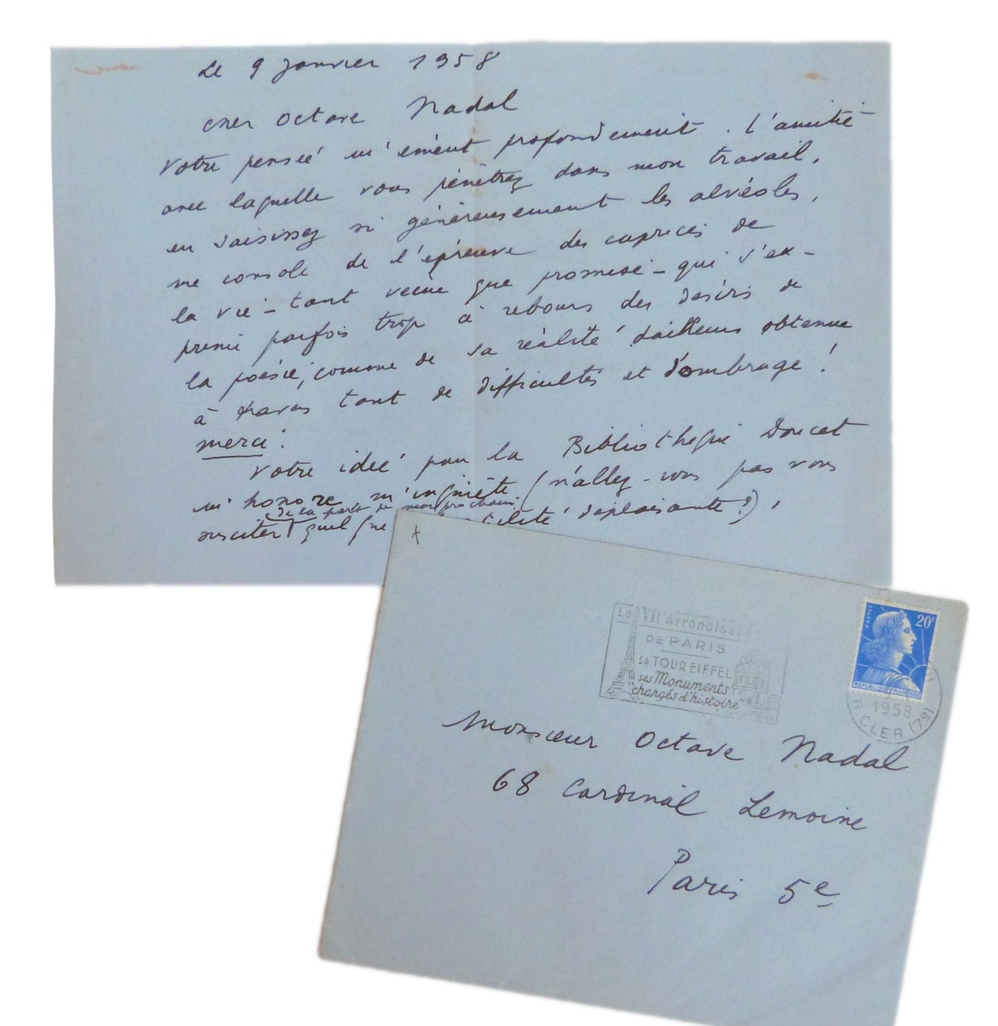 Lettre autographe signée à Octave Nadal