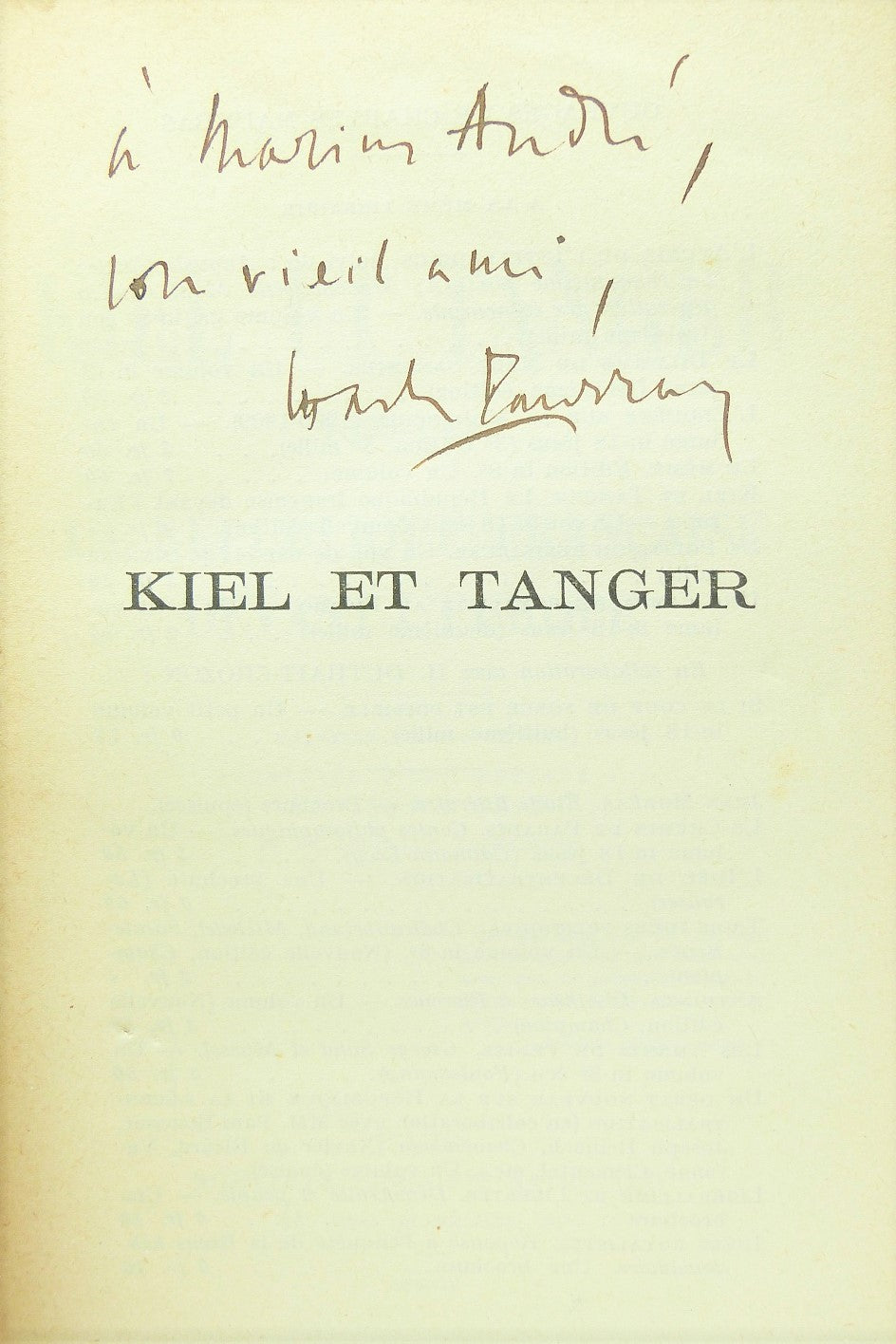 Kiel et Tanger -1895-1905