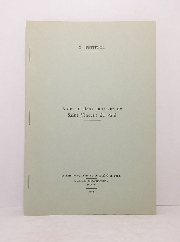 Note sur deux portraits de Saint Vincent de Paul