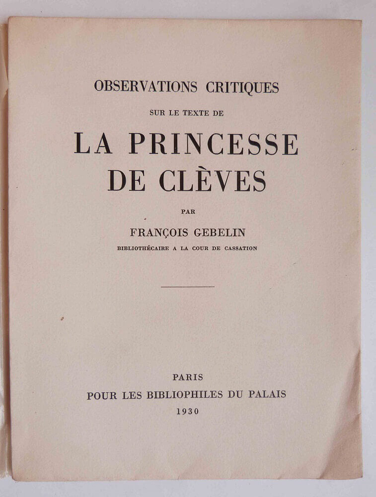 Observations critiques sur le texte de la Princesse de Clèves