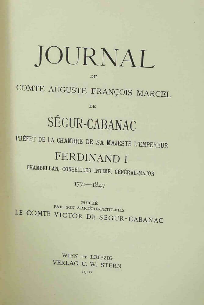 Journal du comte Auguste François Marcel de Ségur-Cabanac