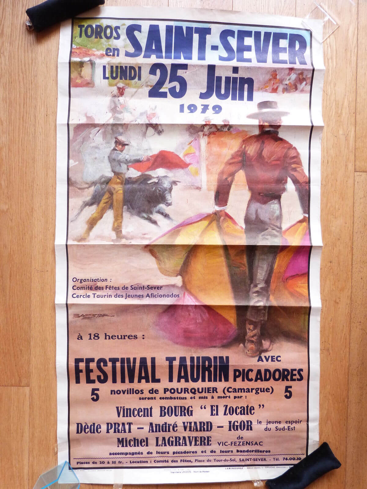 Bullfighting poster, Toros Saint-Sever June 25, 1979