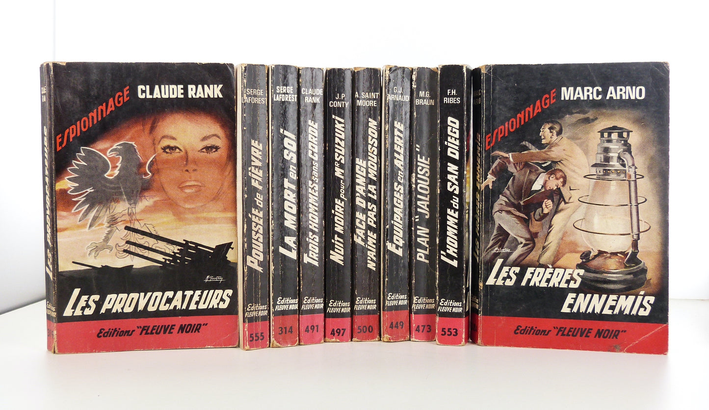 Lot of 10 books, Espionage, Fleuve Noir