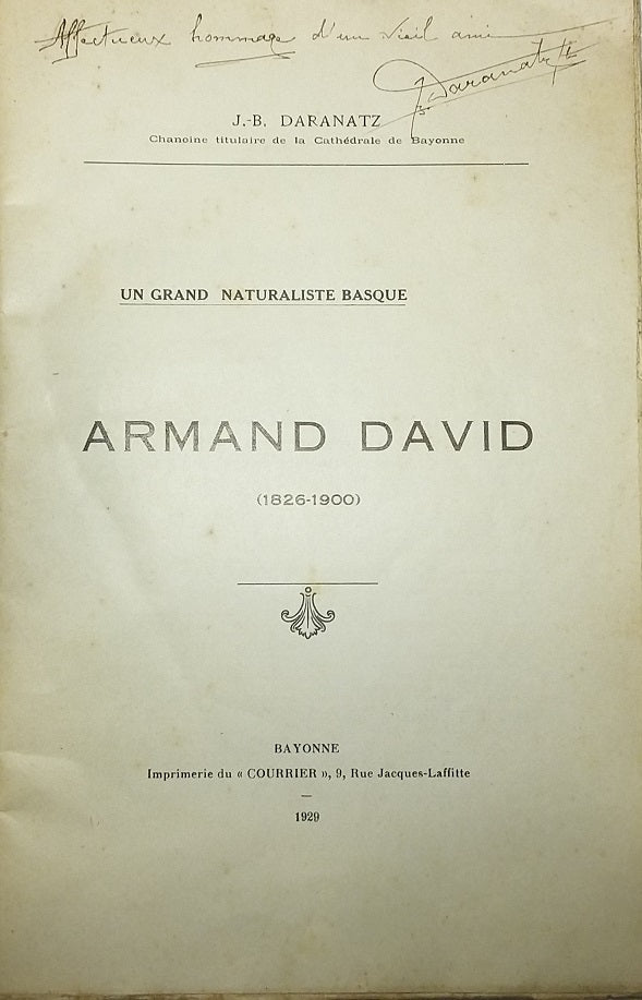 Un grand naturaliste basque : Armand David (1826-1900)