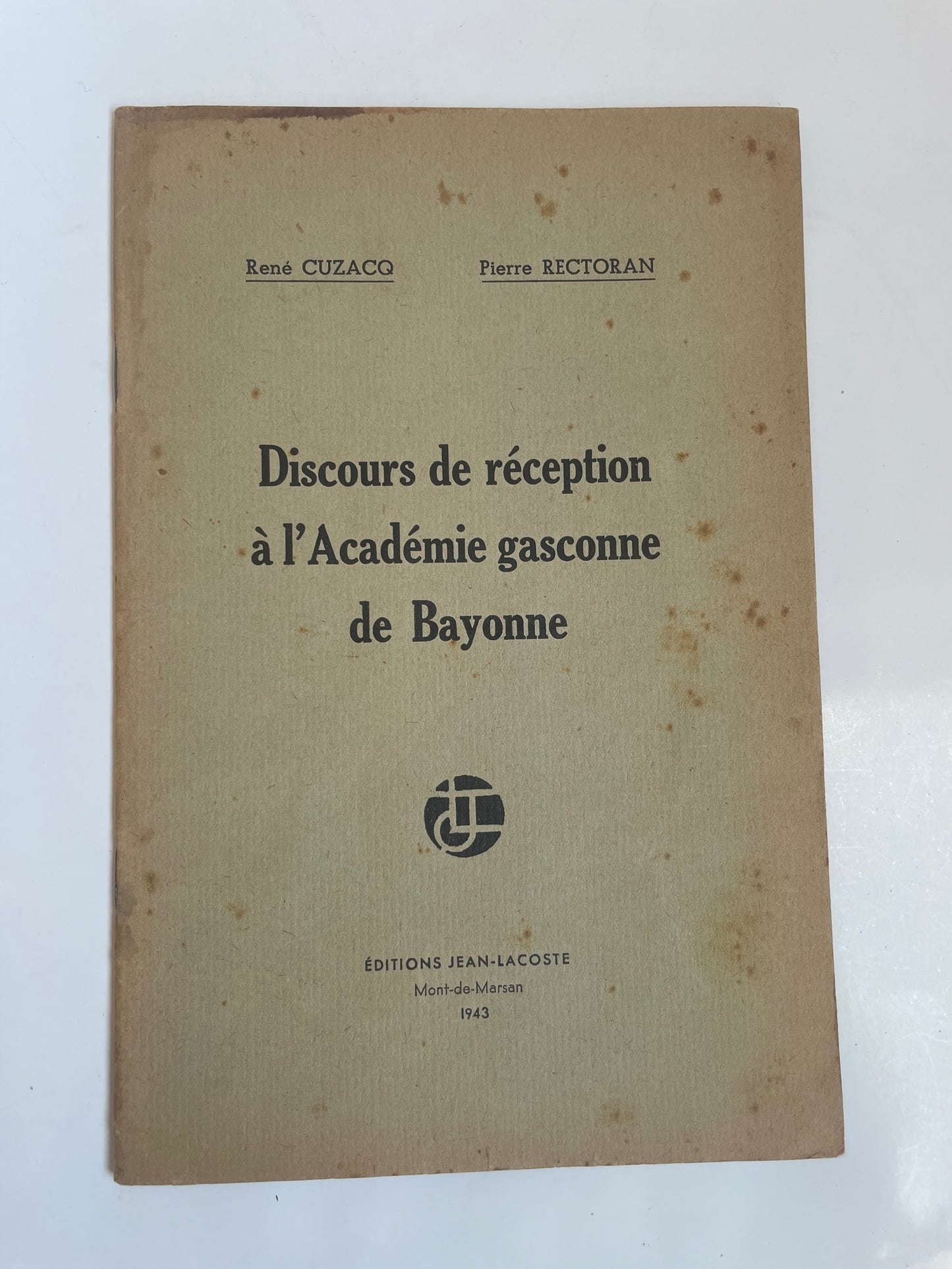 Discours de réception à l'Académie gasconne de Bayonne