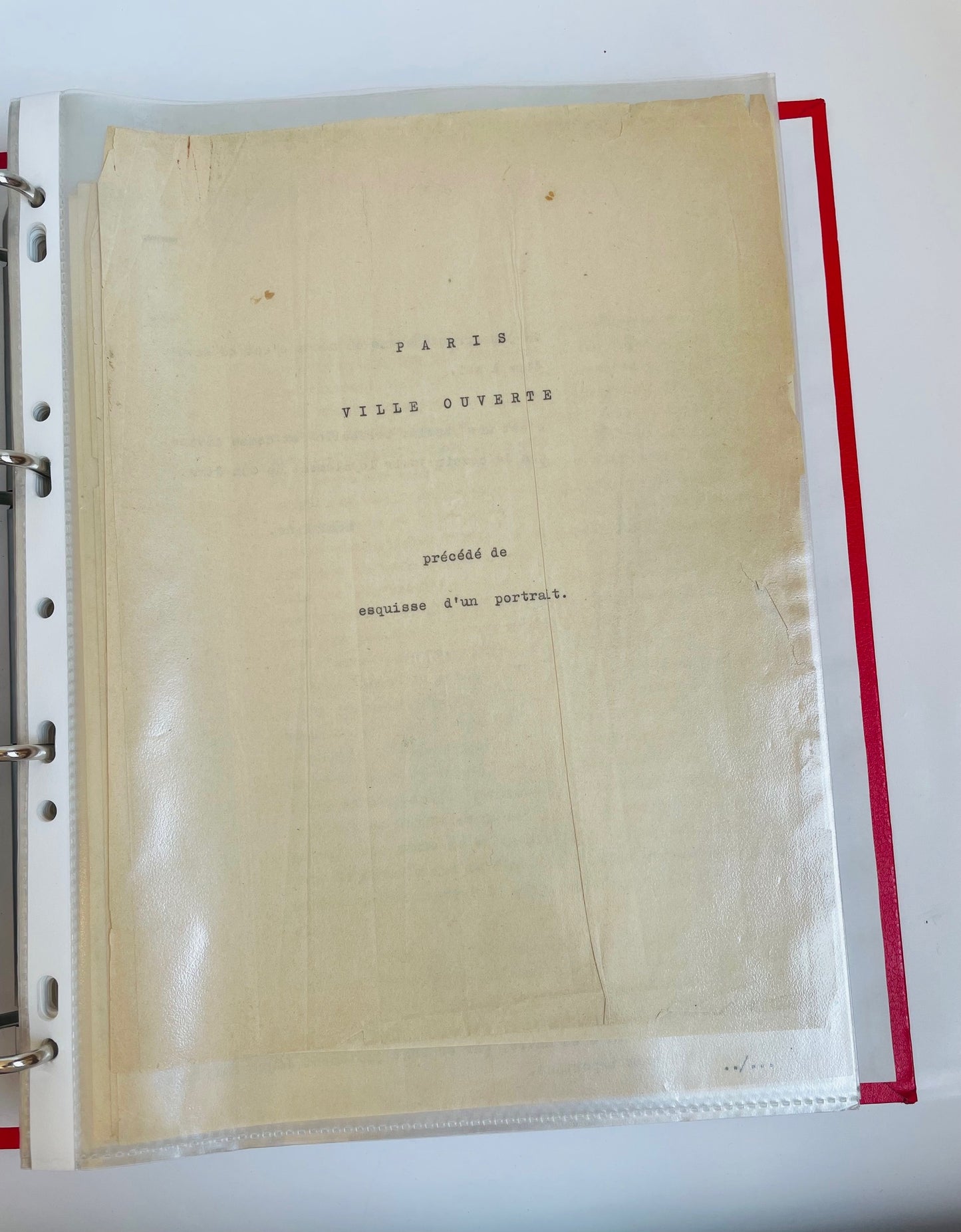 Typescript by Paul Bonet, Paris, Open City, preceded by Sketch of a Portrait