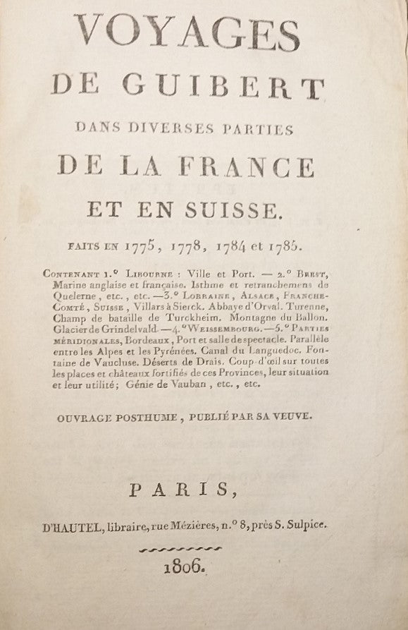 Voyages dans diverses parties de la France et en Suisse, faits en 1775, 1778, 1784 et 1785