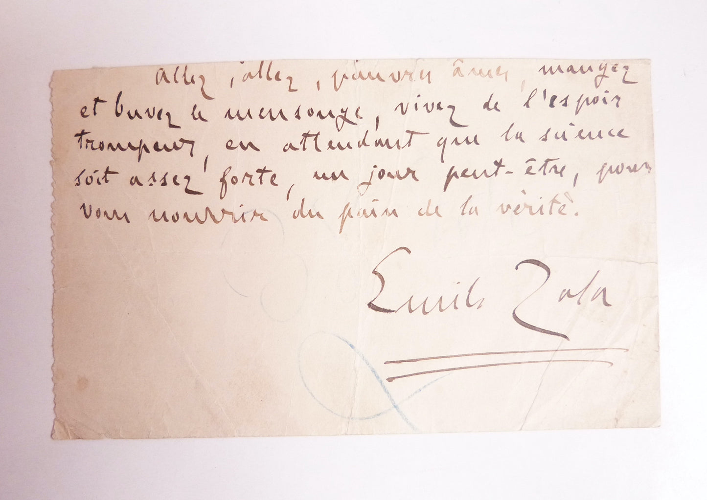 Fragment manuscrit Emile Zola