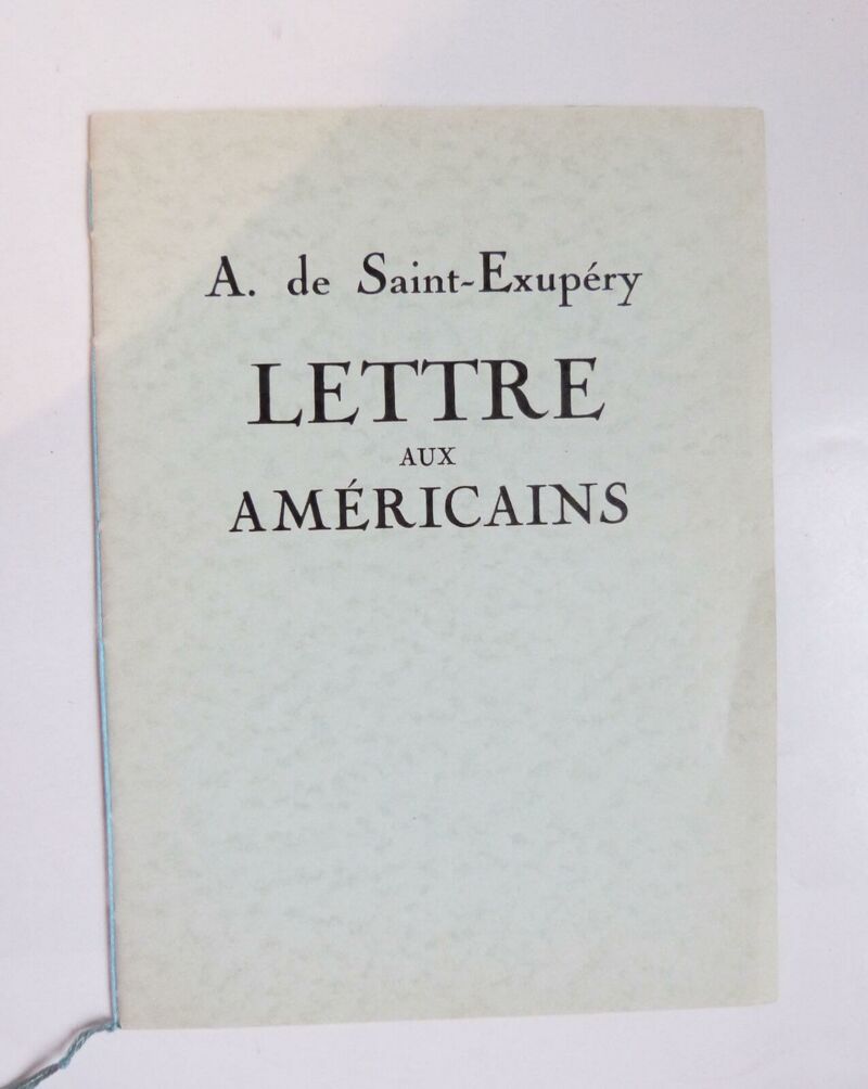 Lettre aux amÃ©ricains, Saint ExupÃ©ry - Librairie KOEGUI
