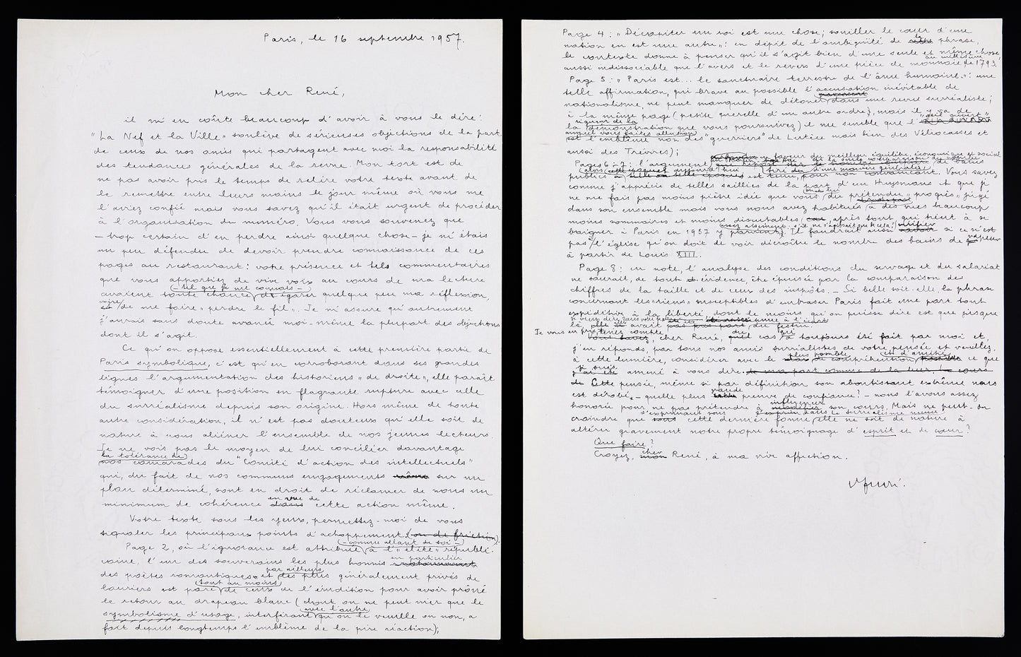 Lettre autographe signée à René Alleau