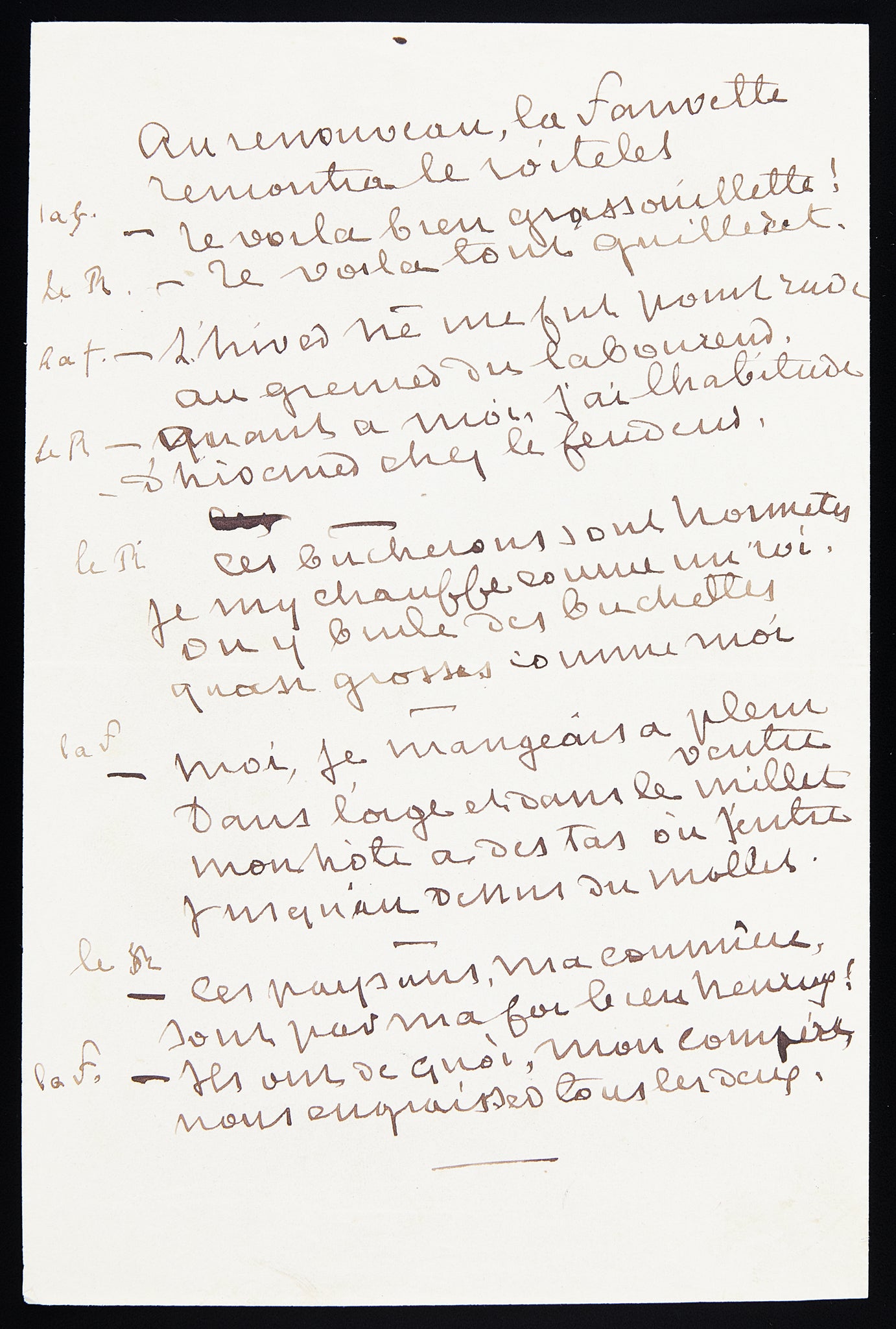 George Sand Manuscript: The warbler met the wren