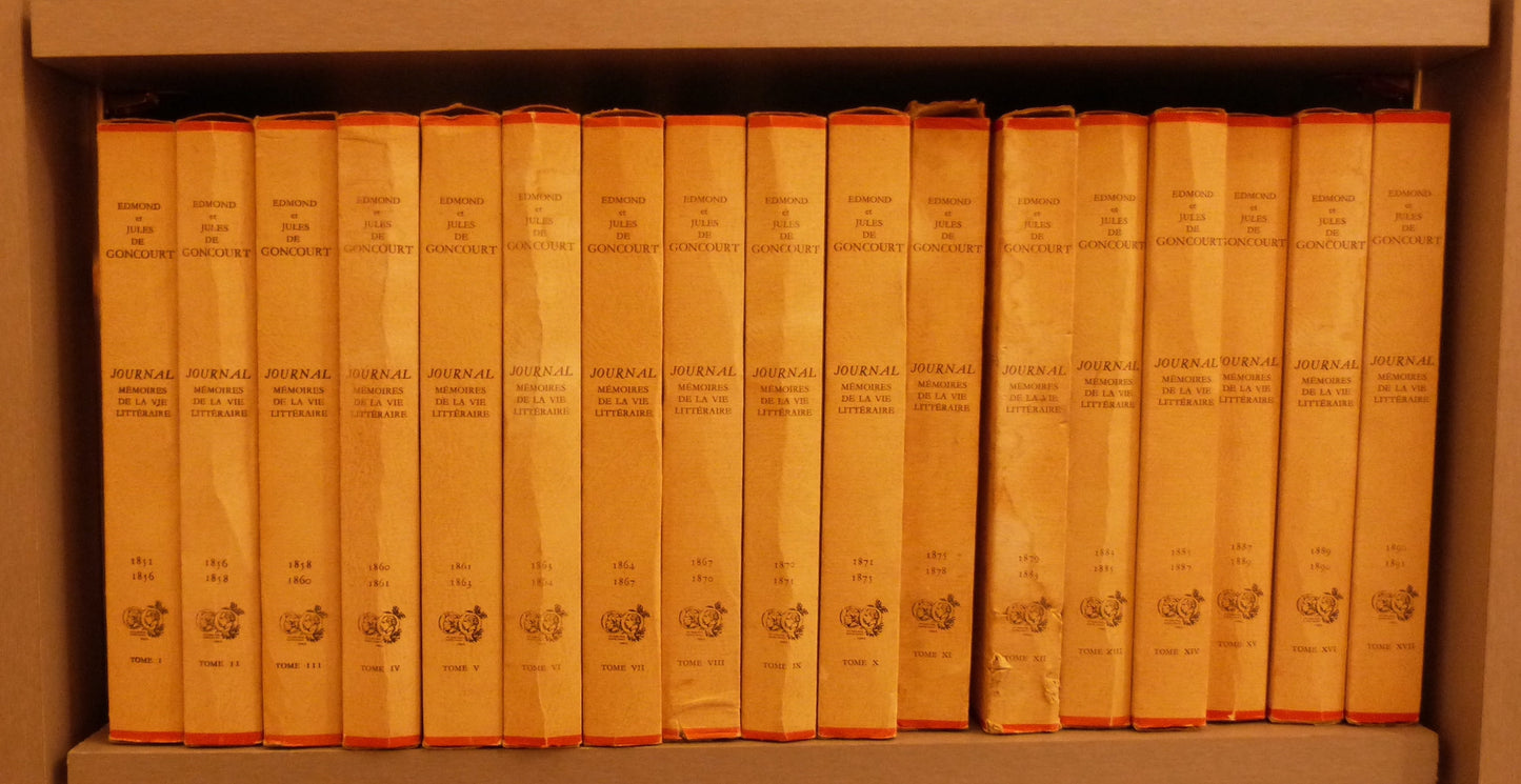 Journal. Mémoires de la vie littéraire 1851-1896, en 22 volumes. Suivi de : Vie des Frères Goncourt, en 3 volumes, par André Billy.