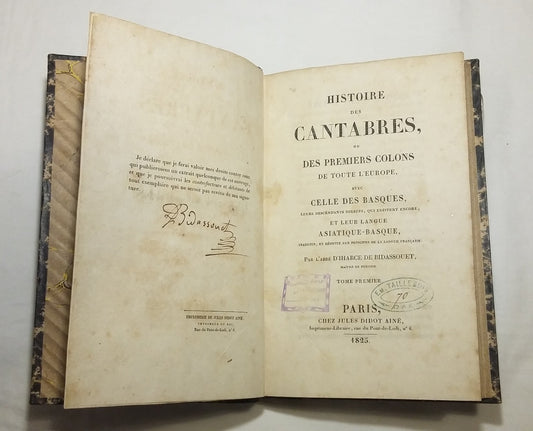 Histoire des Cantabres - Tomes premier.