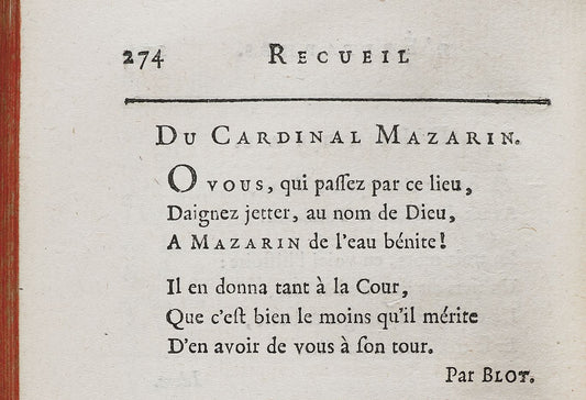 Recueil d’épitaphes sérieuses, badines, satiriques et burlesques [...].