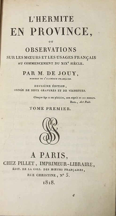 L'hermite en Province - Tome premier.