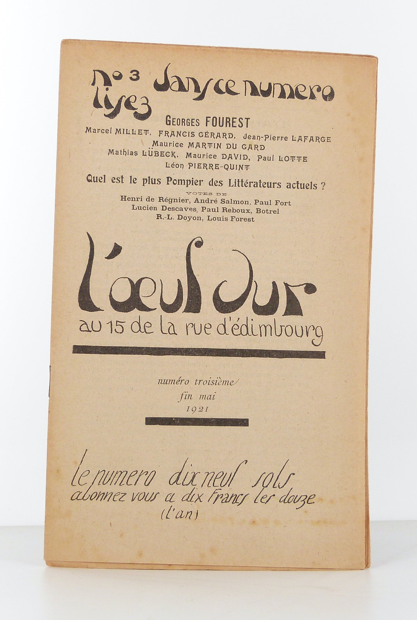 L'Oeuf dur, n°3 / Fin mai 1921