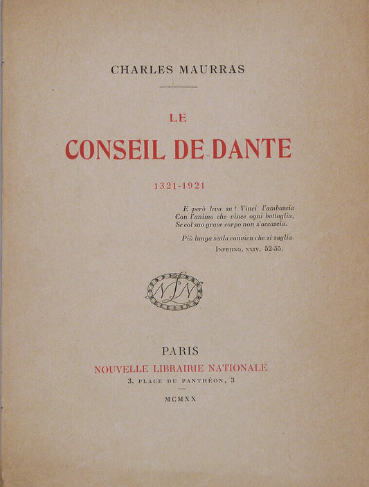Le Conseil de Dante. 1321-1921