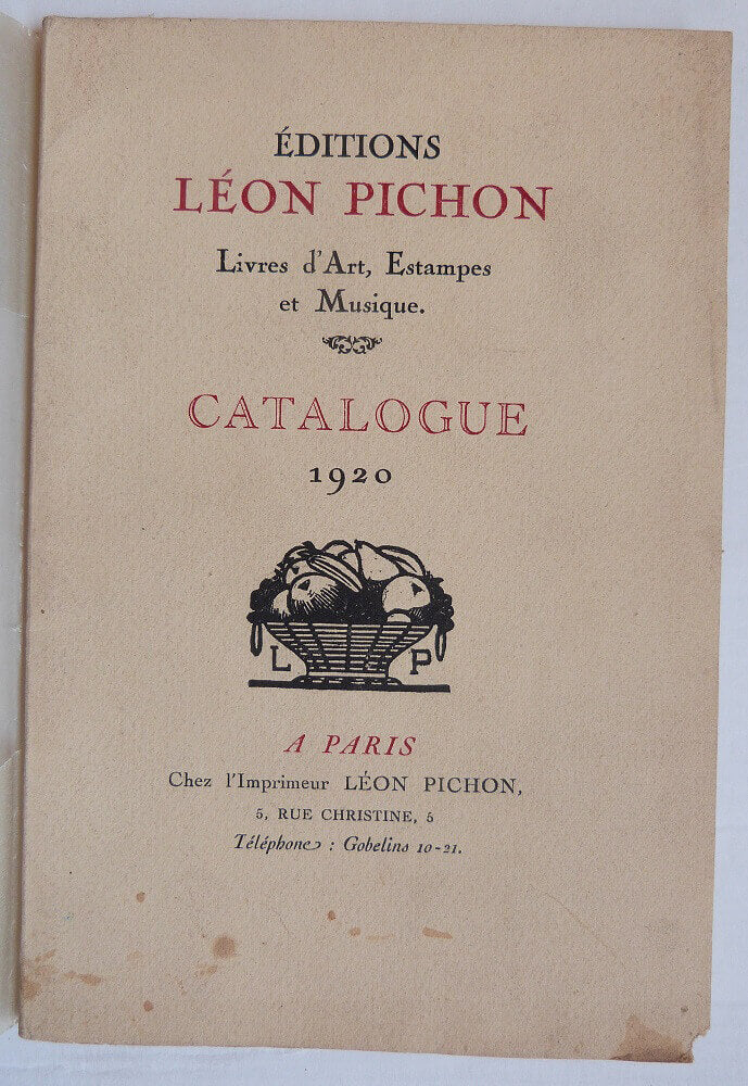 Editions Léon Pichon. Catalogue 1920