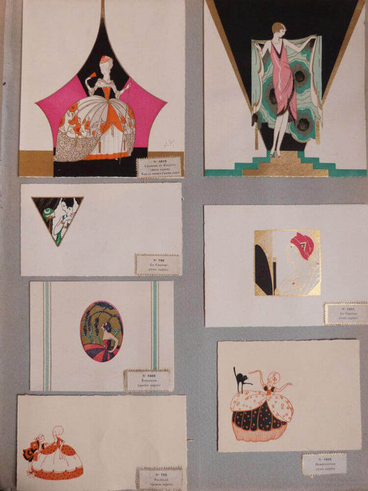 Album PETIOT d’échantillons de cartes – menus – carnets de bals – cartes de fantaisies.