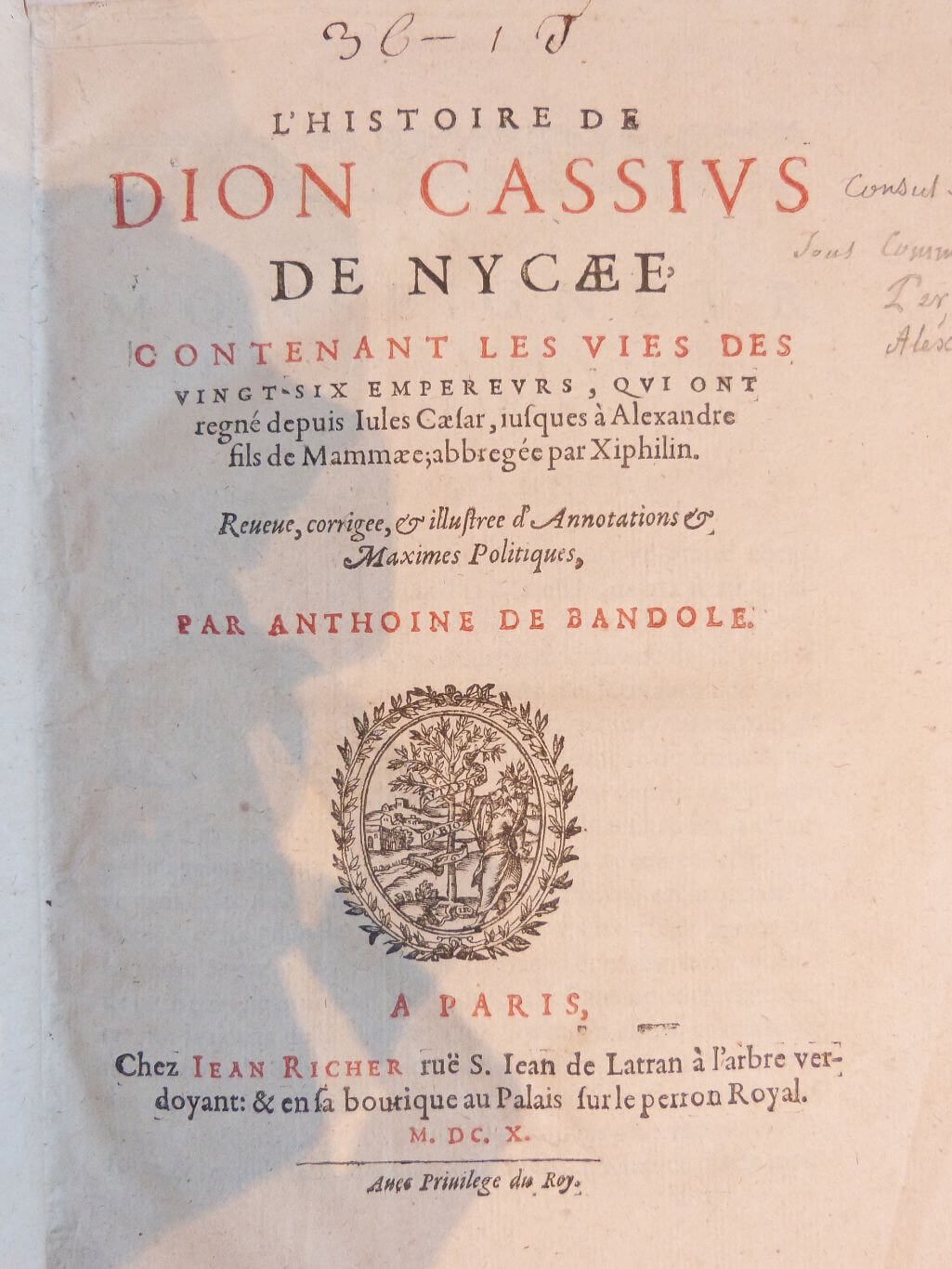 L'Histoire de Dion Cassius de Nycaée
