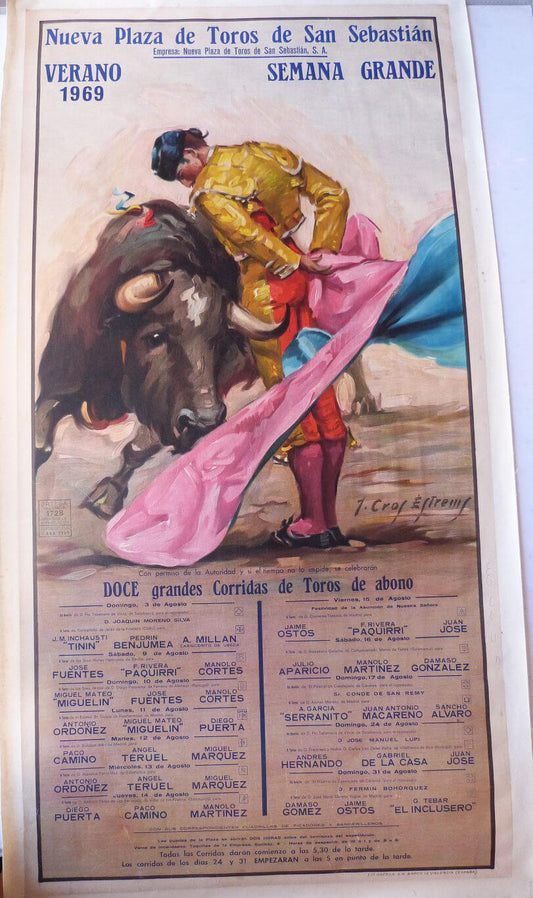Bullfighting poster San Sebastian 1969