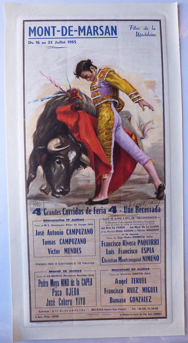 Bullfighting poster July 1983