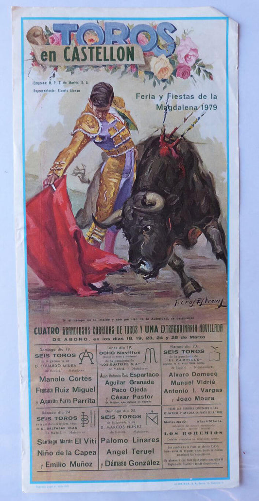 Affiche de tauromachie Castellon 1979