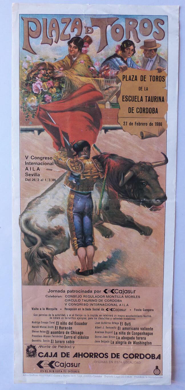 Affiche de tauromachie Cordoba 1986