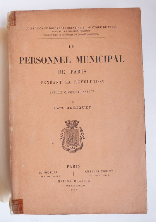 Le personnel municipal de Paris pendant la Révolution, période constitutionnelle