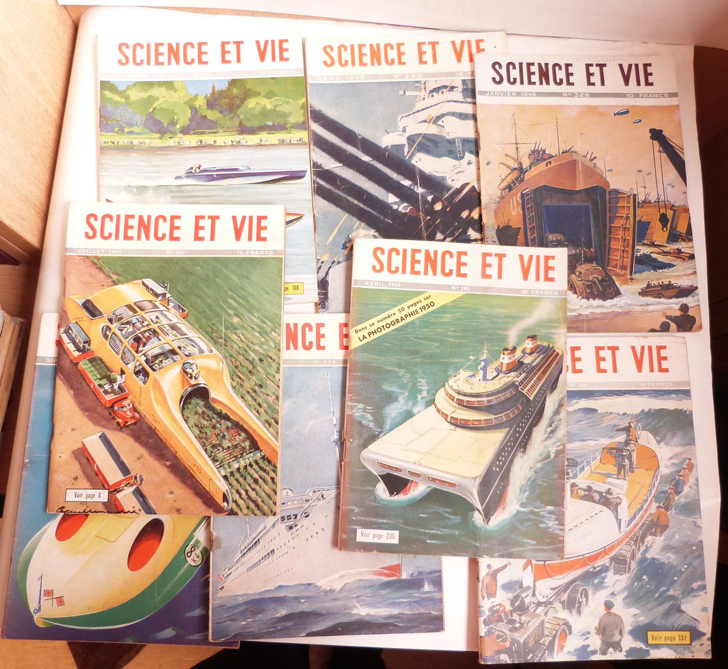 Lot of 8 Science et Vie magazines with boat covers