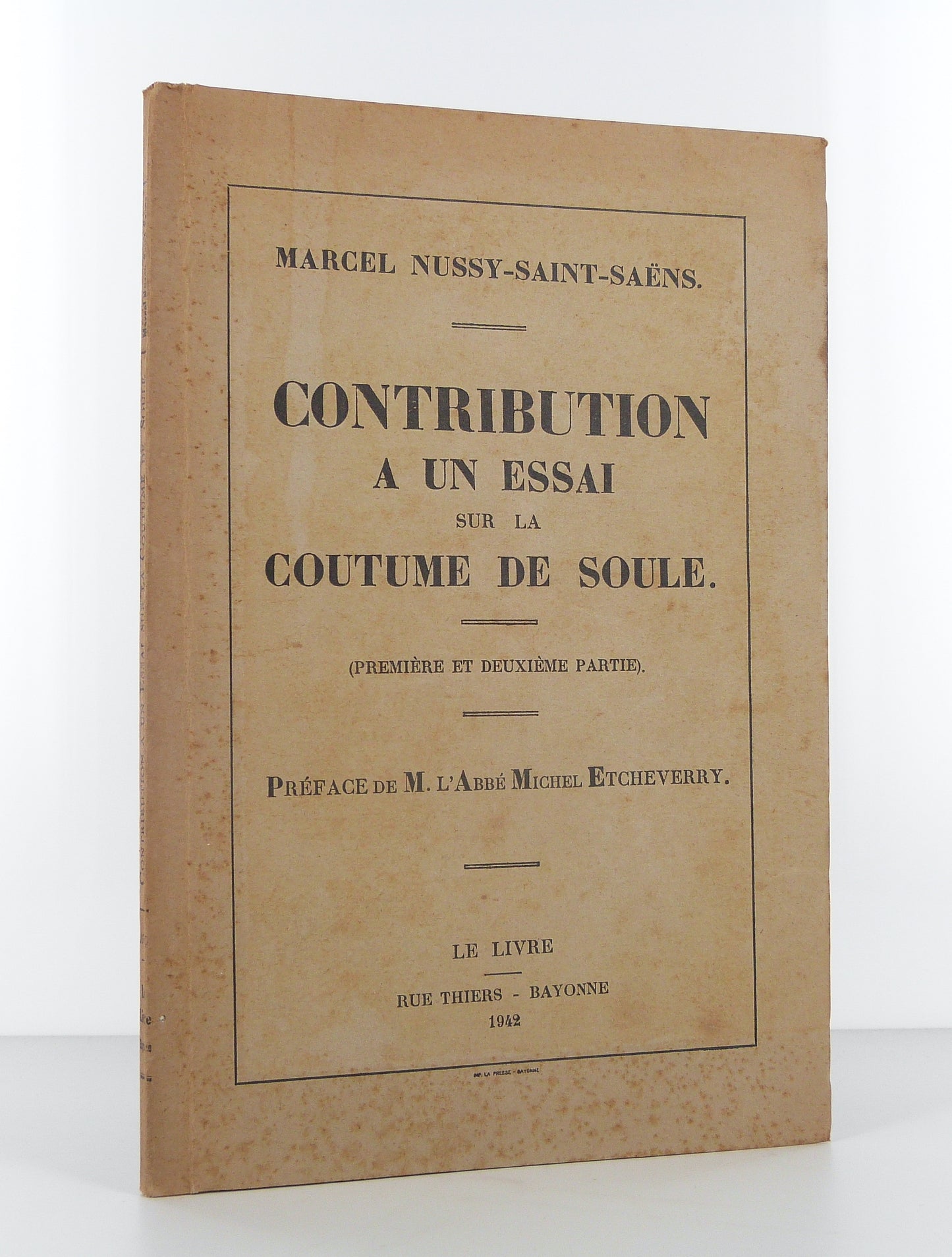 Contribution à un essai sur la coutume de Soule