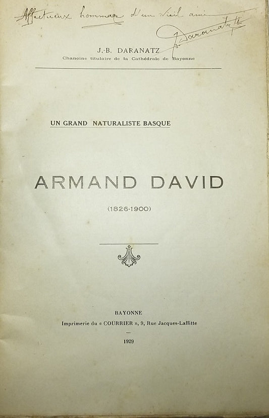 Un grand naturaliste basque : Armand David (1826-1900)