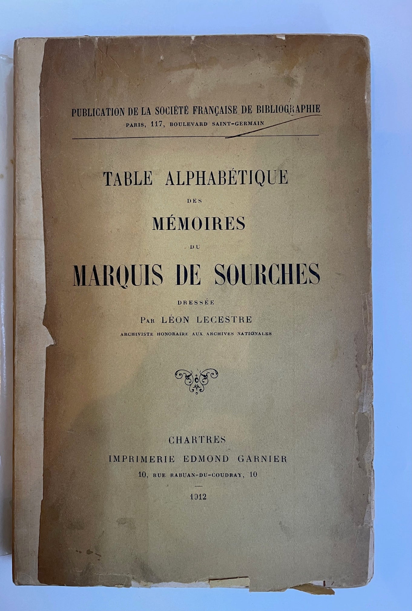 Table alphabétique des mémoires du Marquis de Sourches