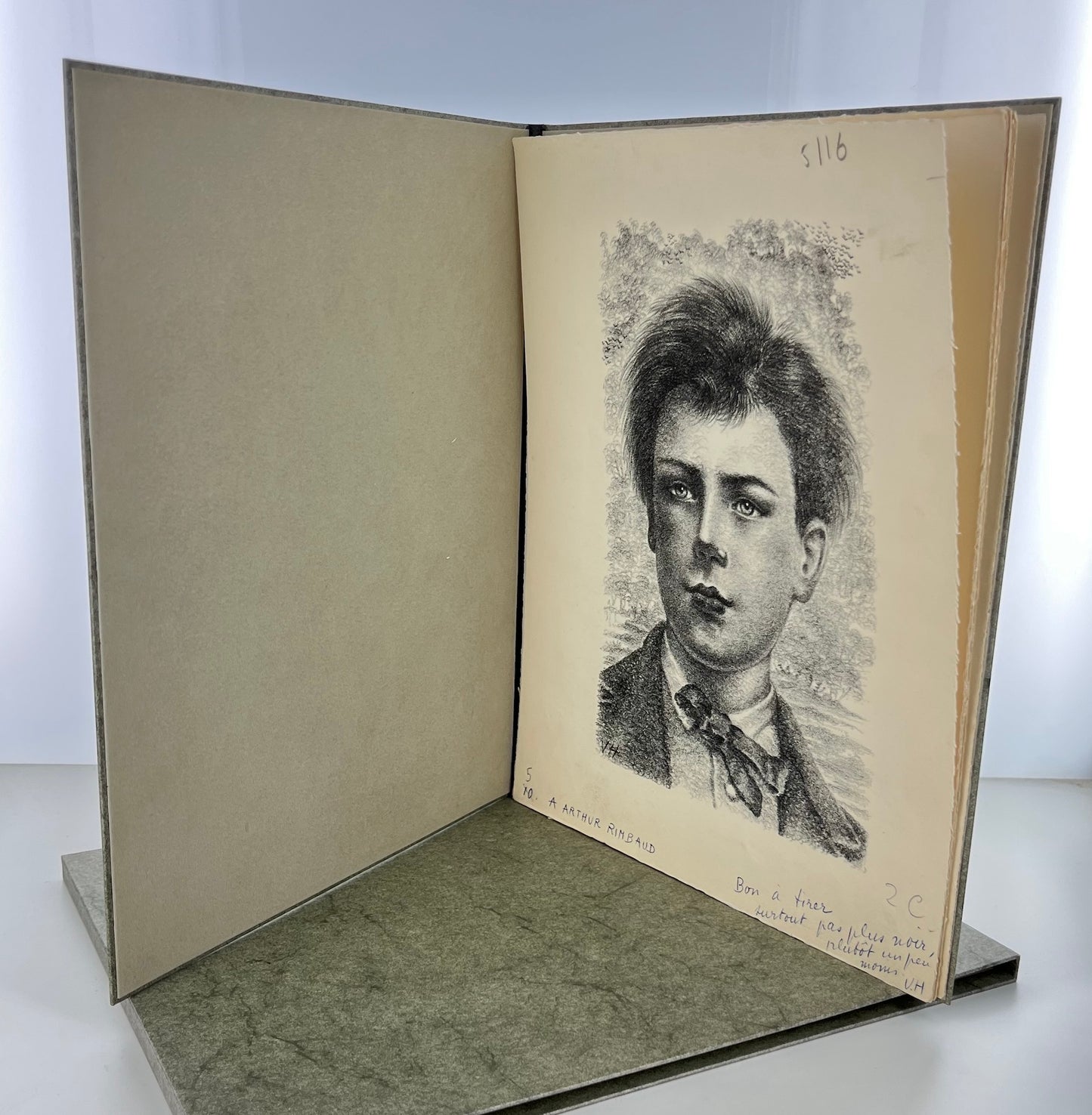 Douze lithographies autour de Rimbaud et Verlaine - épreuves corrigées de la main de Valentine Hugo