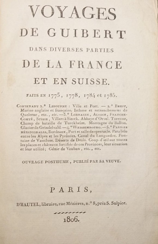 Voyages dans diverses parties de la France et en Suisse, faits en 1775, 1778, 1784 et 1785