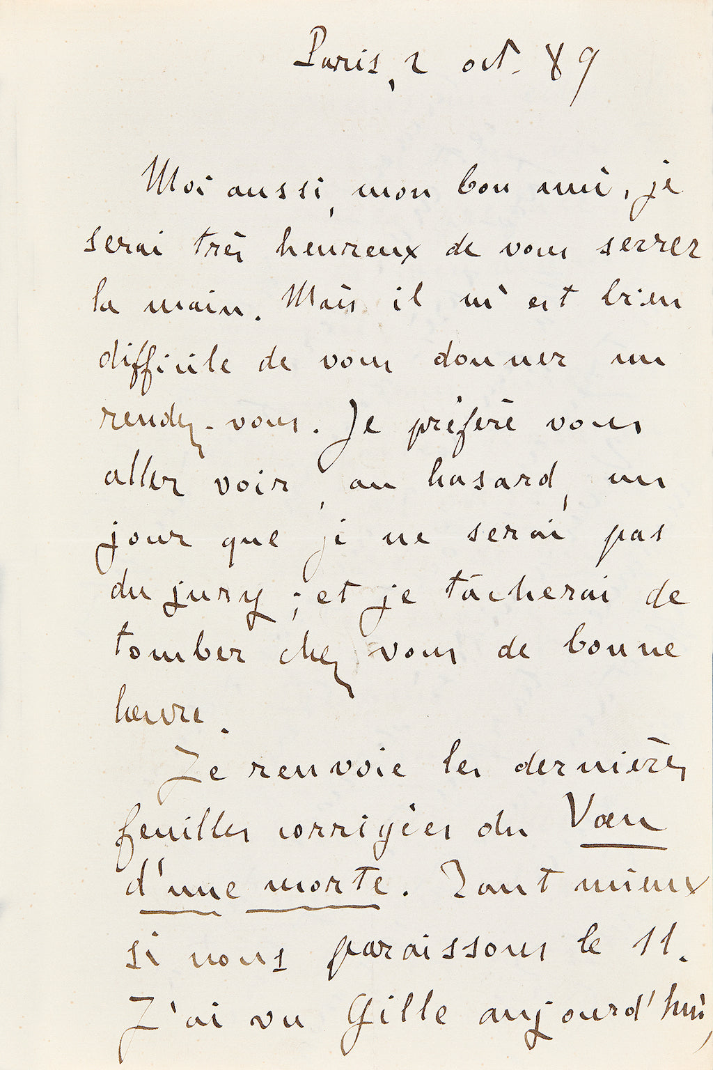Lettre autographe Émile Zola à Charpentier au sujet de La bête humaine
