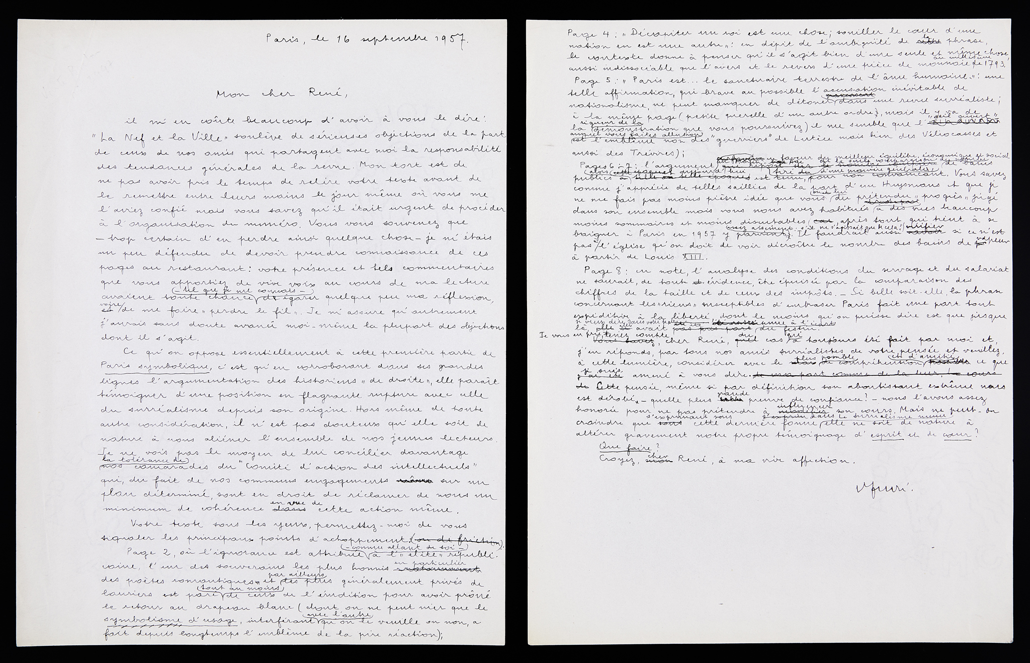 Lettre autographe signée d'André Breton à René Alleau