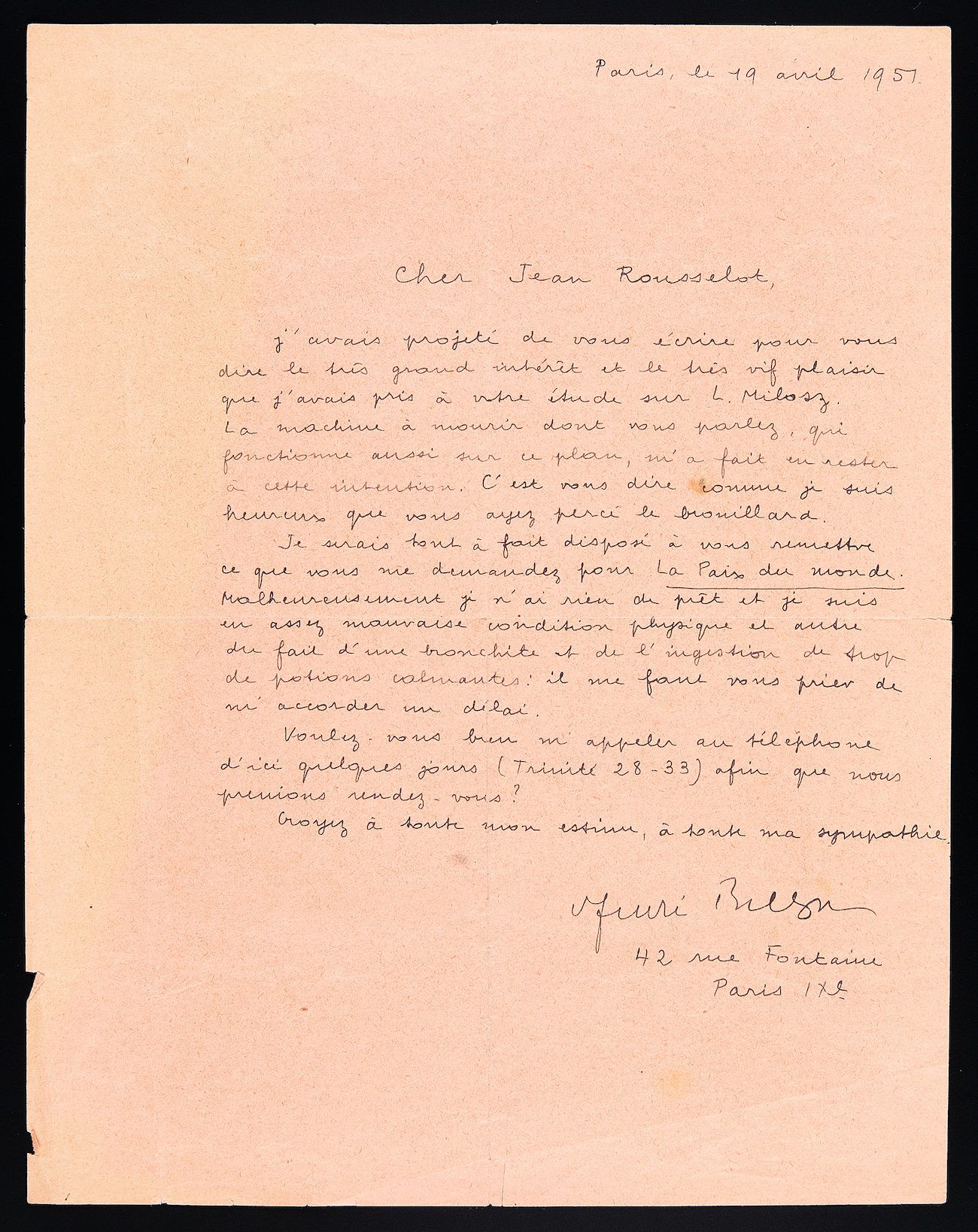Lettre autographe signée d'André Breton