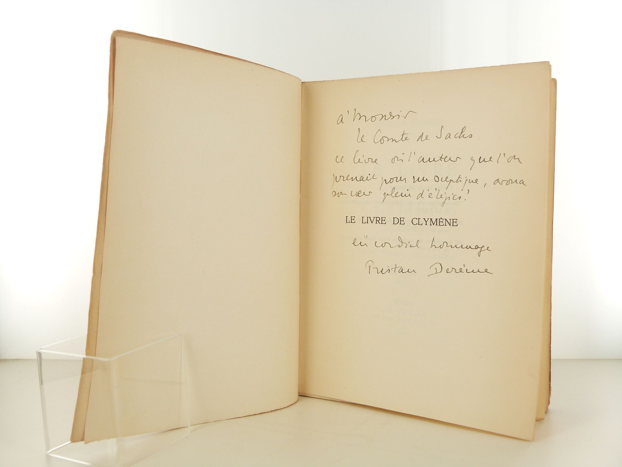 Envoi autographe de Tristan Derème pour Le livre de Clymène - Edition originale