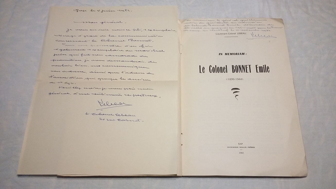In Memoriam : Le Colonel Bonnet Émile (1899-1944)