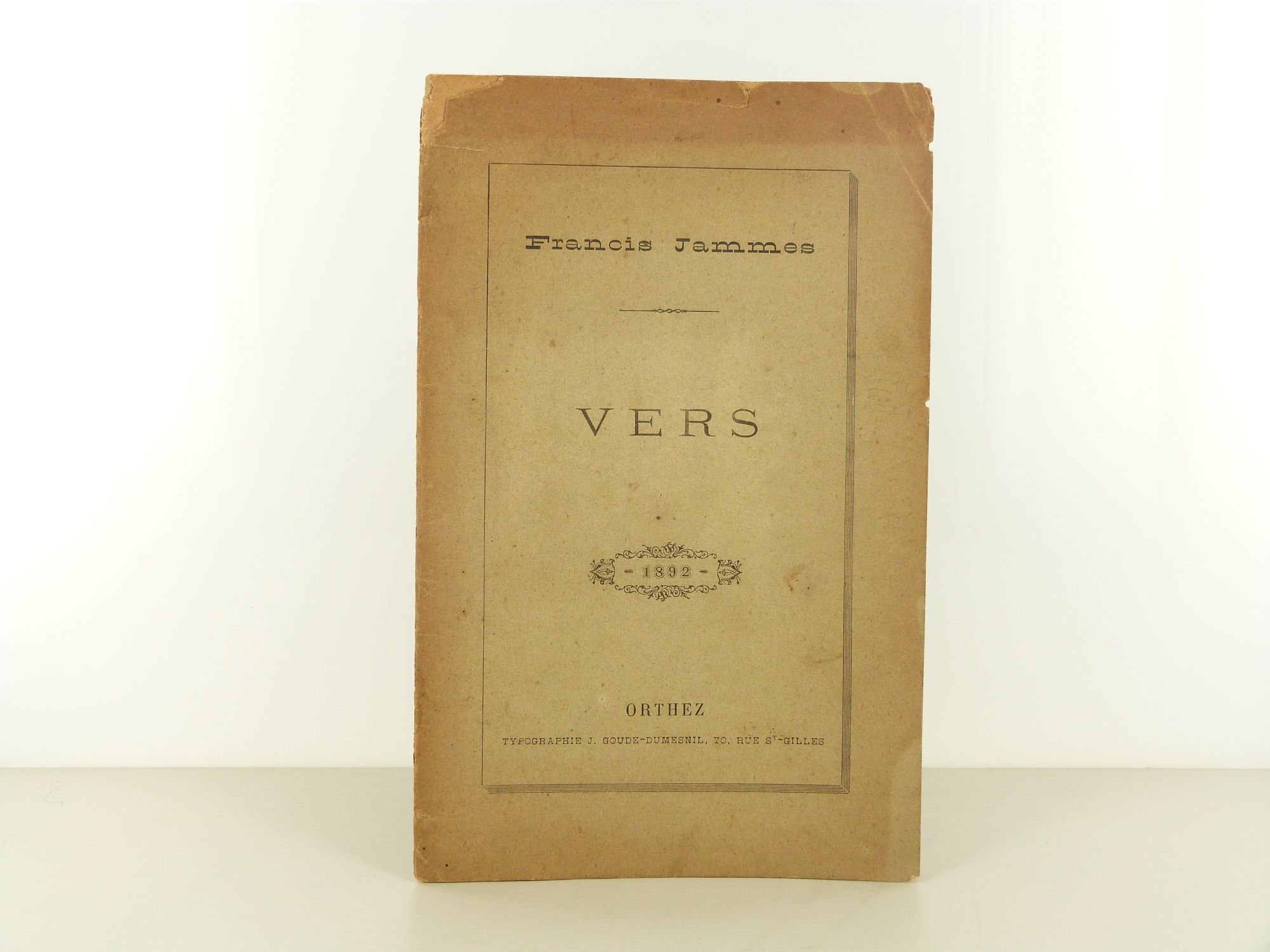 Edition originale de Vers par Francis Jammes (1892)