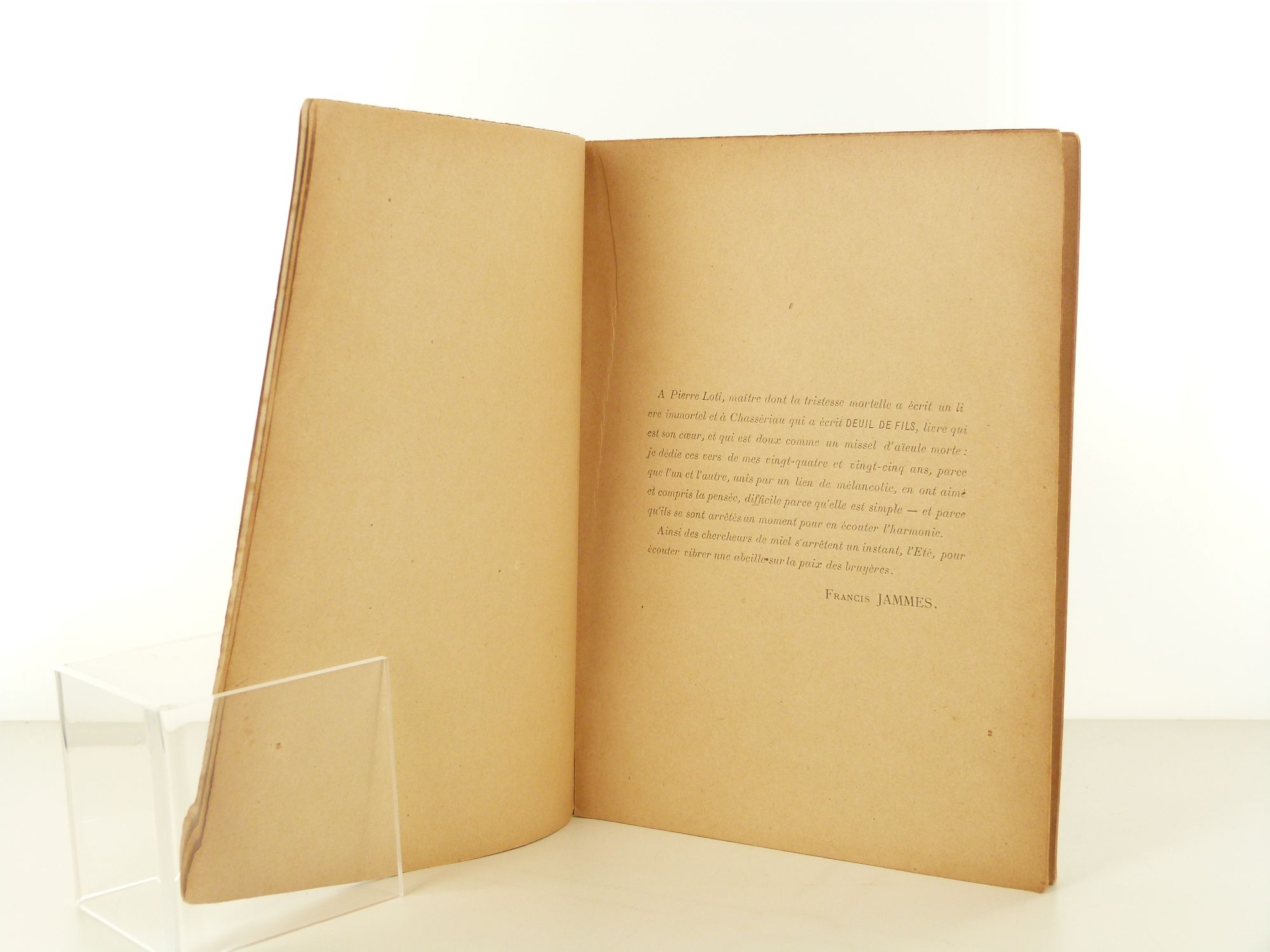 Dédicace de Francis Jammes dans l'édition originale de Vers de Francis Jammes (1894, Ollendorff)