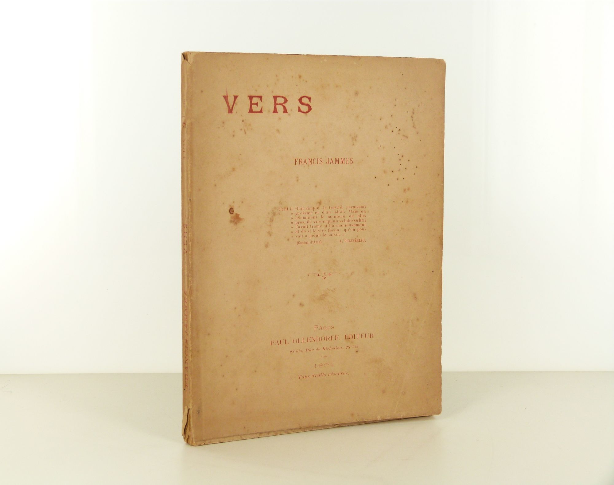 Édition originale de Vers de Francis Jammes (1894, Ollendorff)