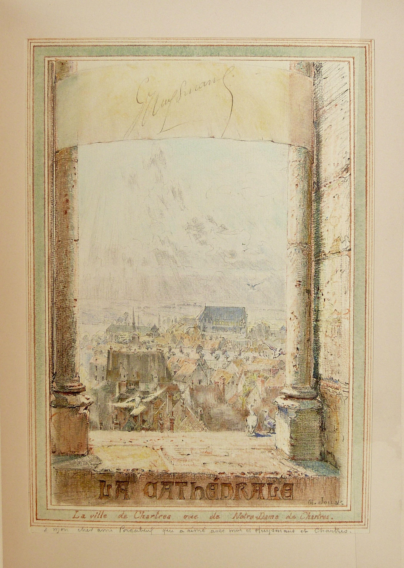 Dessin original de Charles Jouas dédicacé à Alfred Porcabeuf