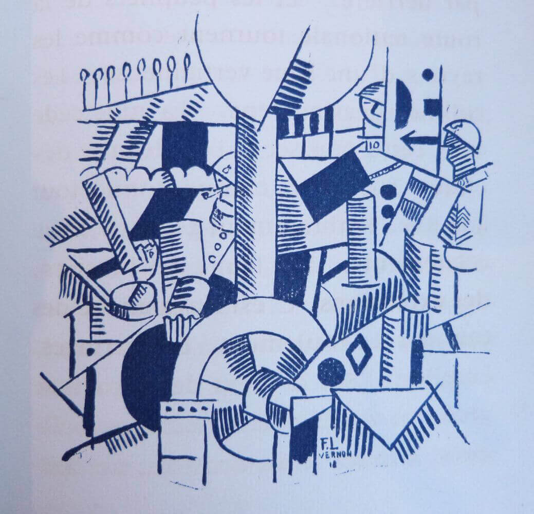 Illustration orginale de Fernand Leger pour l'ouvrage "J'ai tué"