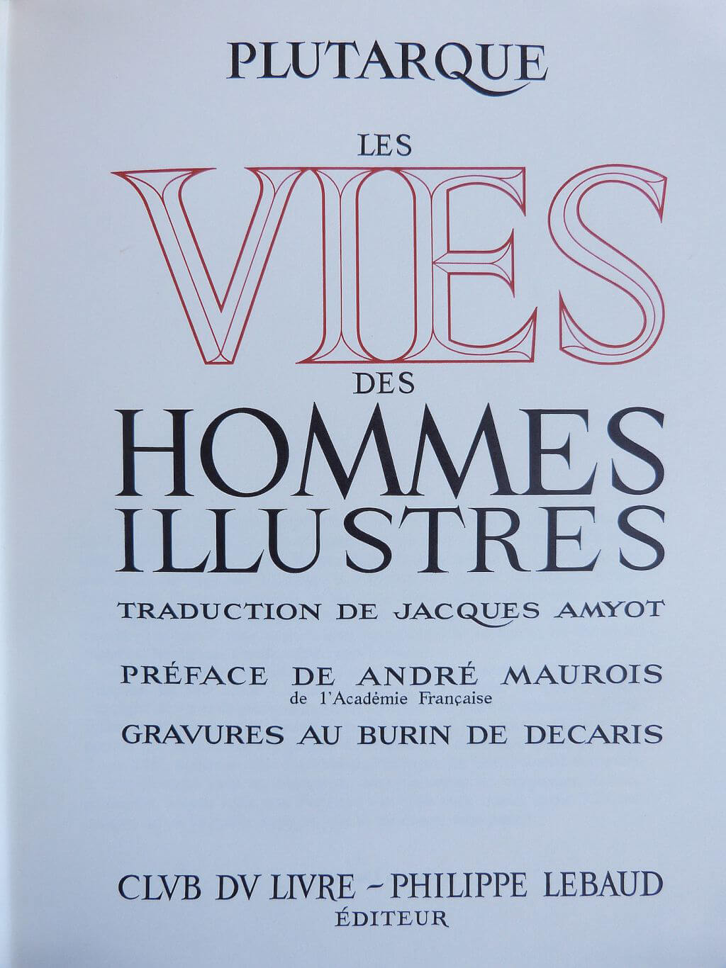 La vie des hommes illustres