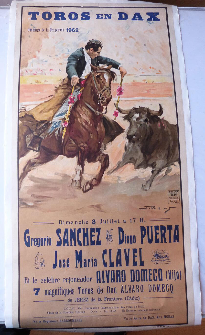 Affiche de tauromachie Dax 1962