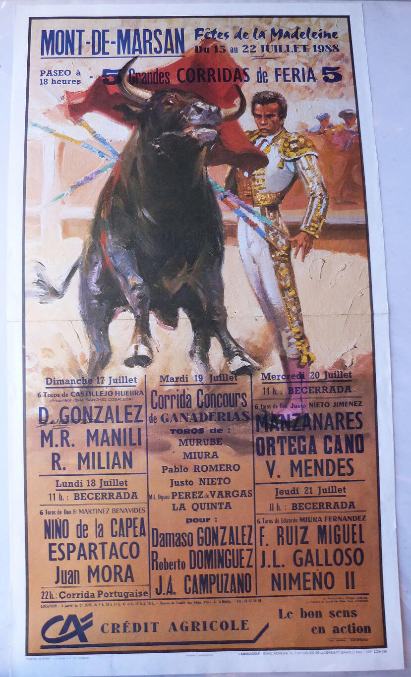 Affiche de tauromachie Juillet 1988