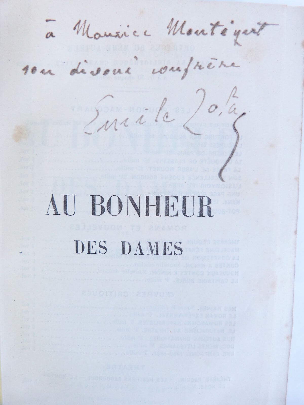 Au bonheur des Dames édition originale 1883 Librairie KOEGUI