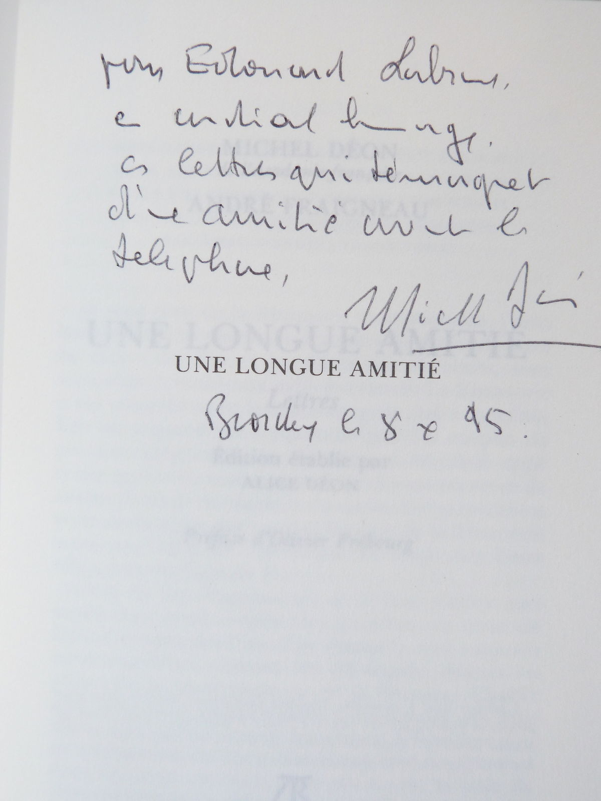 Une longue amitié. Lettres. 